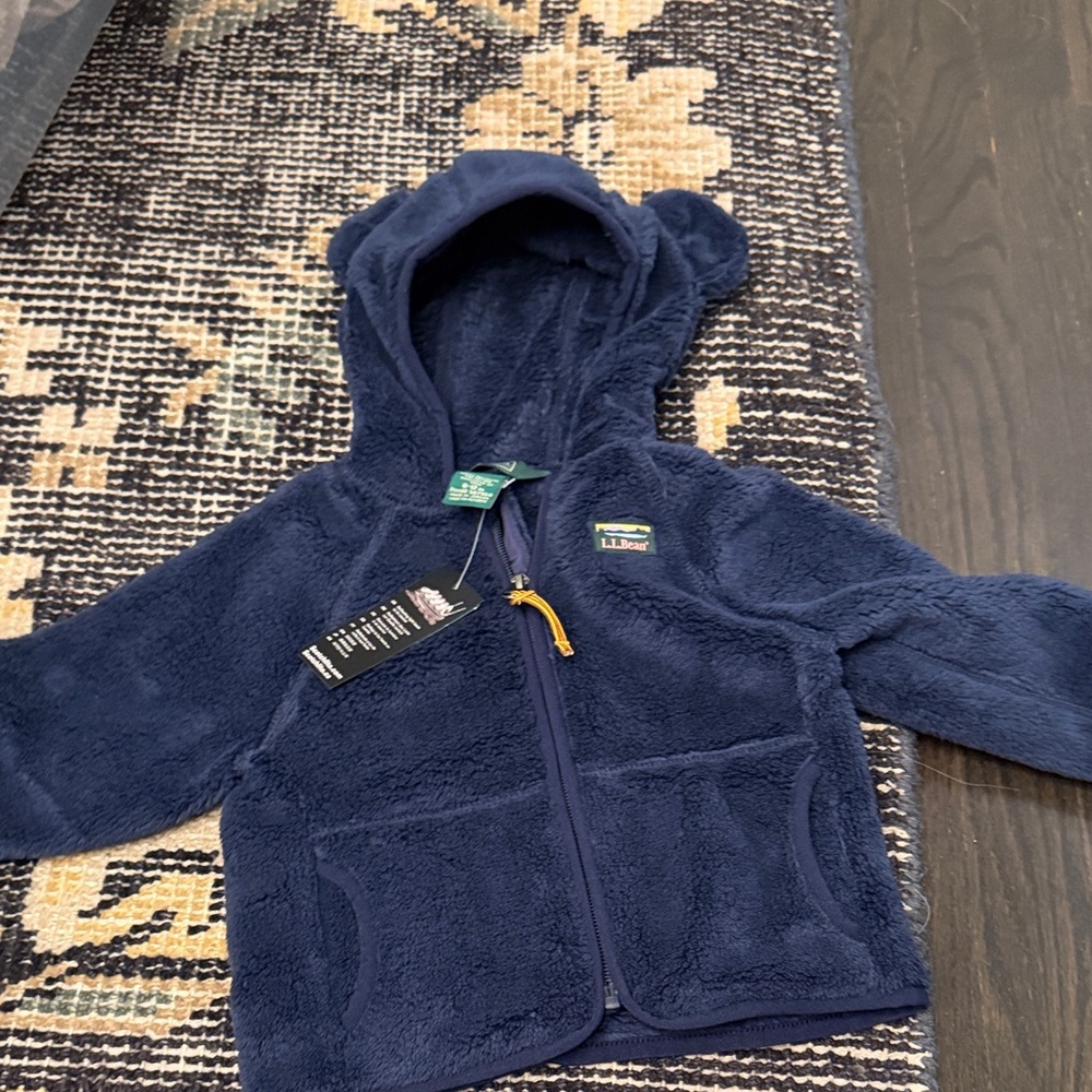 L.L. Bean Cozy Navy Fleece Hoodie 6-12 month